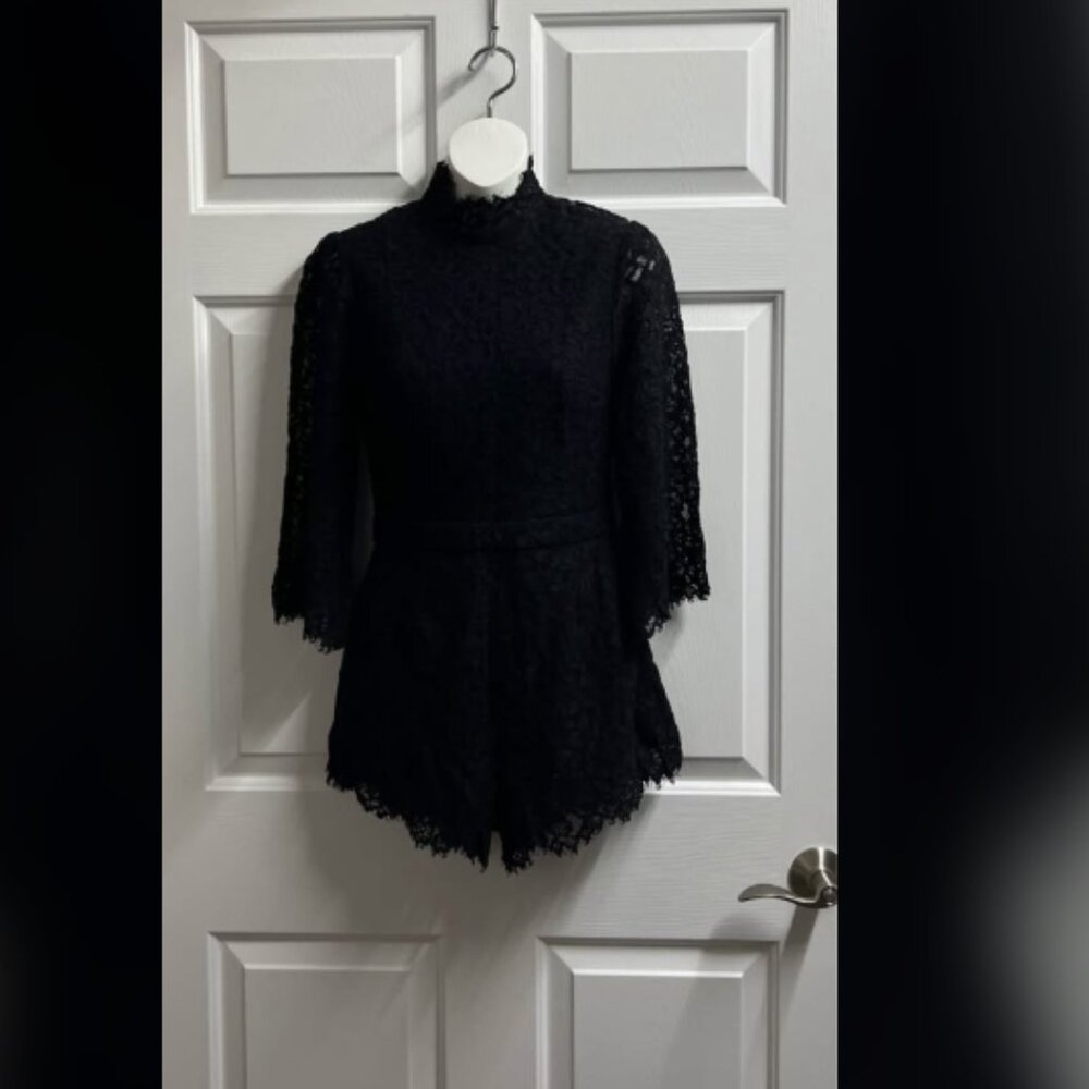 Fame and Partners Black Lace Romper Jumpsuit